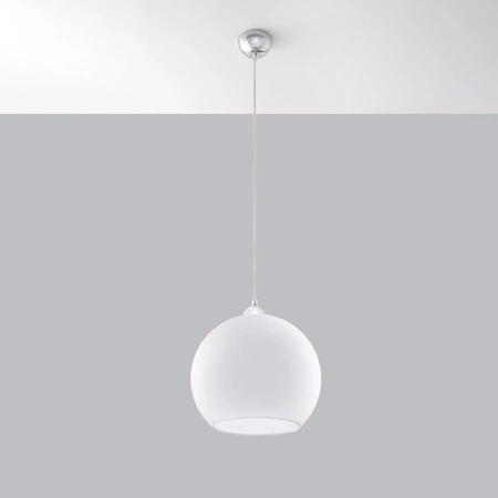 BALL E27 Hängende Deckenleuchte Überhängender Glasschirm Kugel 30cm Klassisch Weiß SOLLUX