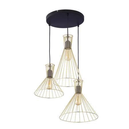 SAHARA abgehängte Decke Lampe Kronleuchter Schwarz und Gold Modern 3xE27 3351 TK Lighting