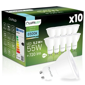 10x LED-Lampe GU10 Reflektor PAR16 5.2W = 55W 720LM 6500K kaltweiß 38° LUMILED