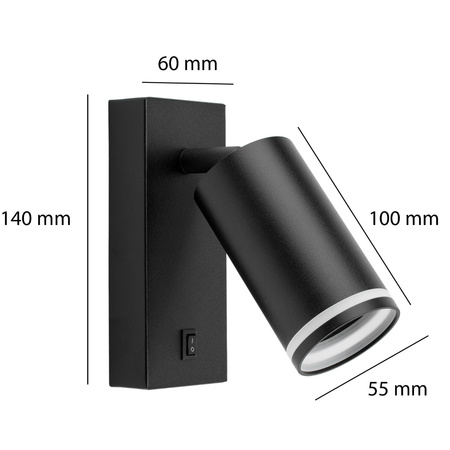 GU10 RING Wandleuchte mit schwarzem Schalter