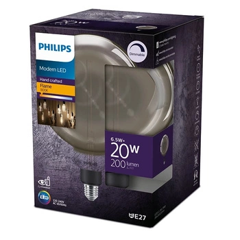 Globe E27 G200 LED Lampen 6,5 W = 20 W 200 lm 1800 K warmer Filamentrauch PHILIPS dimmbar