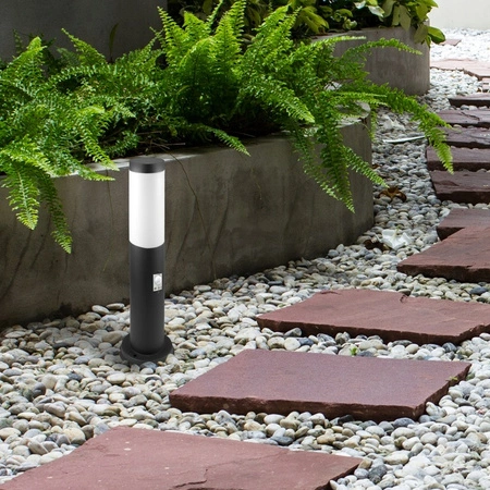 Außengartenlampe E27 BLACK POST 45 cm mit Bewegungs- und Dämmerungssensor