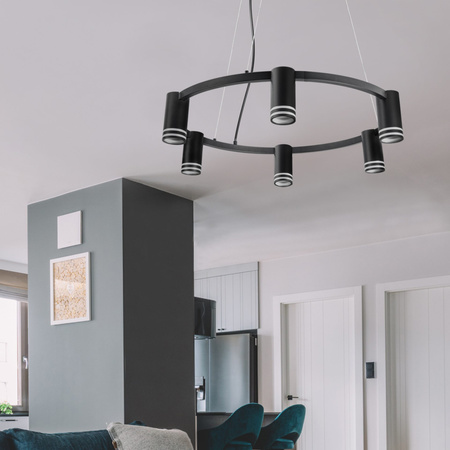 Hängelampe 6x GU10 Schwarz ROMA Sanico Goldlux