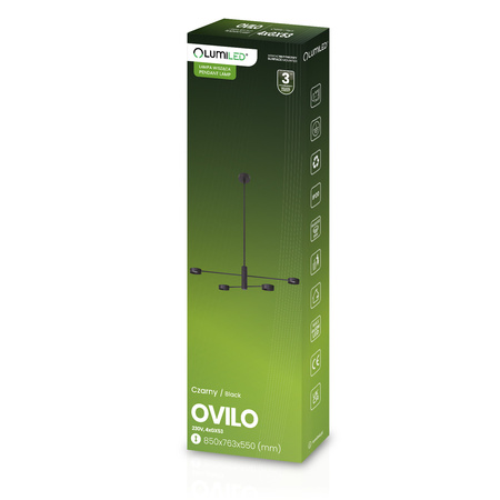 LED Pendelleuchte 4x GX53 Wall Schwarz OVILO LUMILED