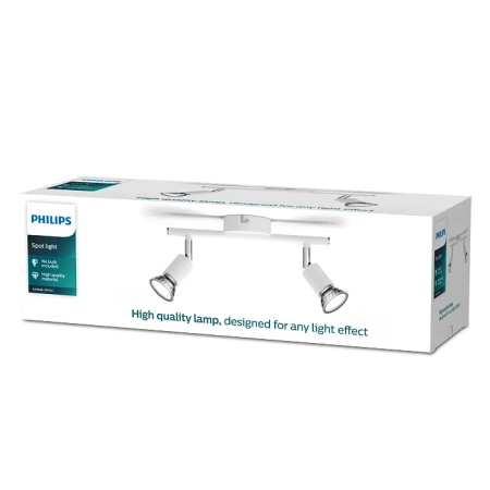 Deckenleuchte LIMBALI 2x GU10 Wandleuchte Reflektor beweglich Weiß PHILIPS