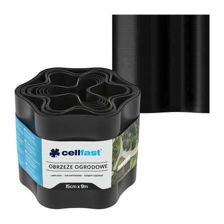 Rasenkante Flexibel gewellt 15cm x 9m Schwarz CELLFAST