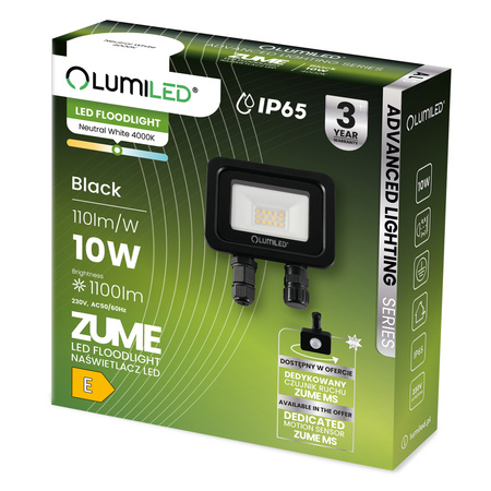 LED-Strahler 10W, LED-Flutlicht ZUME 11000lm 4000K IP65 Schwarz Advanced Lighting Series LUMILED