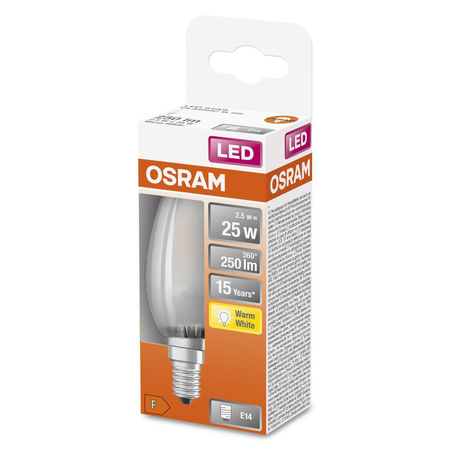 LED Leuchtmittel E14 B35 2,5W = 25W 250lm 2700K Warm 300° OSRAM STAR Filament
