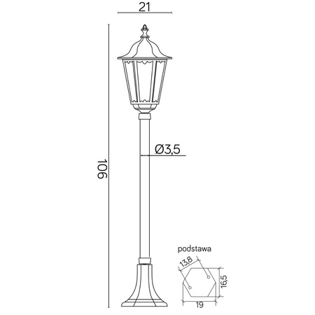 Außenstehende Gartenleuchte POST Retro Midi K 5002/2/M E27 106cm Su-Ma