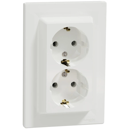 Doppel-SCHUKO-Steckdose 2x 2P+E mit SCHNEIDER ASFORA-Rahmen