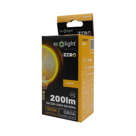 LED-Glühbirne Glühbirne G80 E27 4W 200lm 1800K Warm FILAMENT Dekorative ZERO Ecolight