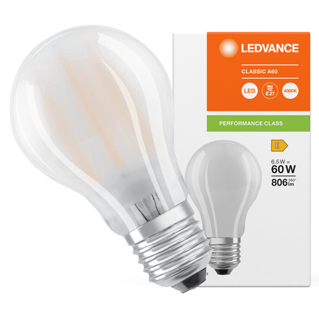 LED Lampen A60 E27 6.5W = 60W 806lm 4000K Neutralweiß FILAMENT LEDVANCE