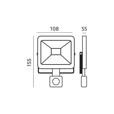 LED-Flutlicht 10W 800lm 3000K IP44 Schwarz mit Bewegungssensor LED2B KOBI MHC
