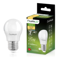 LED Lampen E27, Glühbirne P40 2.5W = 25W 249lm 180° 3000K warm LUMILED