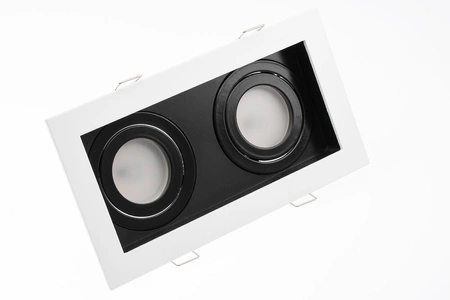 Einbaustrahler 2x GU10, Einbauspot HALOGEN Quadrat beweglich Weiß GEMINUS LUMILED