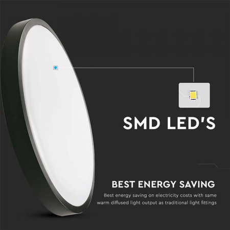 LED-Deckenleuchte für Badezimmer 18W 1800lm 4000K IP44 23cm rund Schwarz
