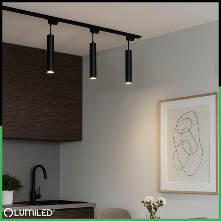 Lichtschienen-Set 1m + 3x Soplo GU10 schwarz LUMILED Stromschienenstrahler