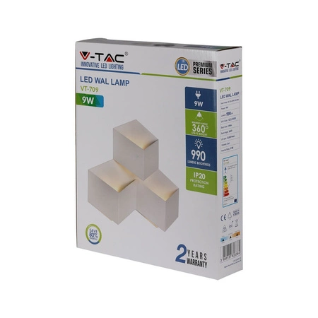 LED-Wandleuchte 9W 4000K IP20 Weiß VT-709 V-TAC