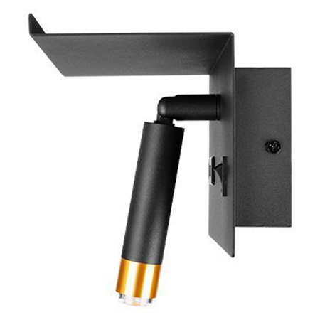 Wandlampe Reflektor Wandlampe Spot für Lesung Regal G9 USB-A USB-C Schwarz Gold Masterled