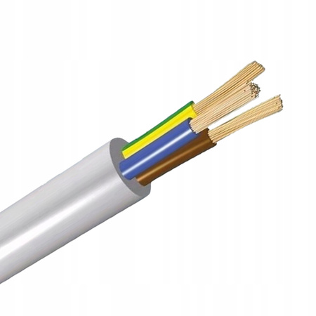 Drahtkabel OWY H05VV-F 300/500V 3x1mm Weiß 1m ELEKTROKABEL