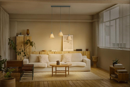 Dekorative Decke Pendelleuchte E27 Braun Grün Raffia Dekor Ledvance