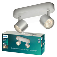 LED STAR Deckenleuchte 2x 4.5W 2700K Dimmbarer Reflektor Bewegliche Leuchte Aluminium PHILIPS