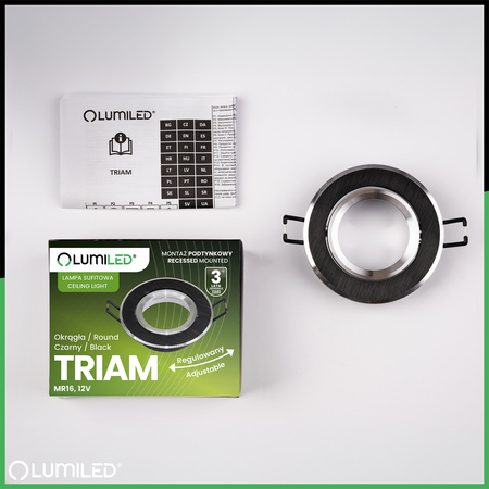 Bündig montierte Halogen-Deckenleuchte Kreisförmig Beweglich GU10 MR16 Schwarz TRIAM LUMILED