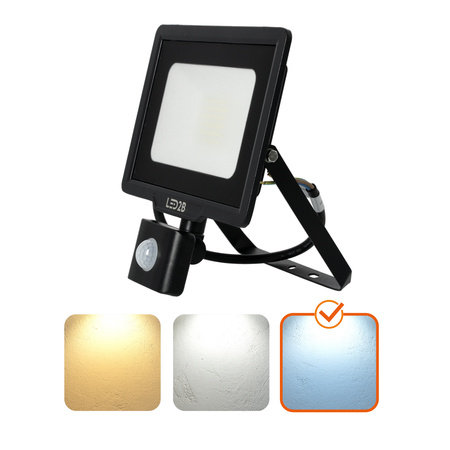 LED-Flutlicht 30W 2400lm 6000K IP44 Schwarz mit Bewegungssensor LED2B KOBI MHC