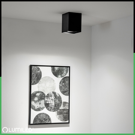 Halogen-Aufbauleuchte GU10, Aufbauspot 115mm beweglich Quadrat Tube Schwarz AMAT-L LUMILED