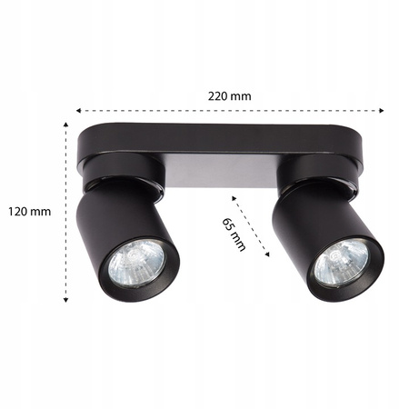 TIMO Decken-/Wandleuchte Wandleuchte Reflektor bewegliche Halogenleuchte 2 xGU10 schwarzes LVT