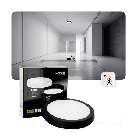 LED-Badezimmerdecke Plafond Aufputz 24W 2280lm 4000K 120° Schwarz IP65 Nairos Kobi