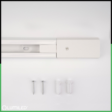 1-Phasen Stromschiene Aluminium, Schiene für Schieneinstrahler 100cm Weiß LUMILED