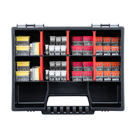 Schnellverbinder Installationsverbinder-Set Set mit 100 Teilen – 20 x 2 x 2 30 x 3 x 2 30 x 4 x 2 20 x 5 x 2 + Organizer-Koffer