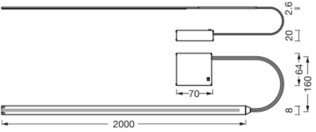 LED-Streifen 3.3W 3000K Warm Batterie 2M Batterie-Streifen Ledvance