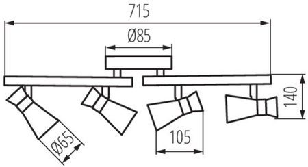 MILENO Deckenleuchte 4xGU10 Schwarz Gold 72cm Kanlux