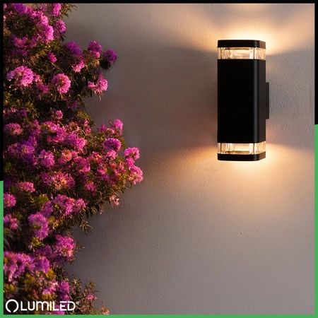 Wandleuchte Außen 2x GU10, Garten-Wandleuchte IP54 12W nach oben und unten EPSILO LUMILED