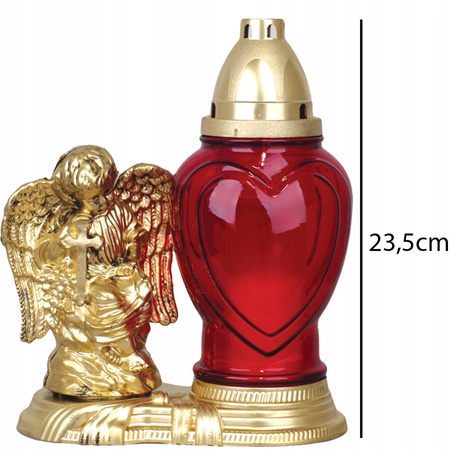 4xGlaskerze mit Engeleinsatz 28h ganzjährig 23,5cm