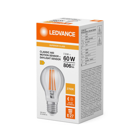 LED-Lampe E27 A60 7.3W = 60W 806lm 2700K Warm 320° Ledvance