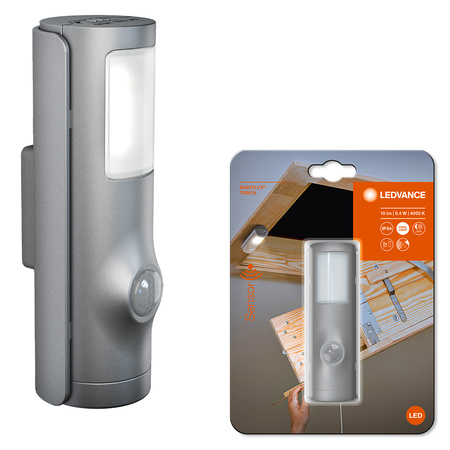 Nightlux Torch LED-Nachtlampe Silber 0,35W 10lm 4000K IP54 Ledvance Bewegungssensor