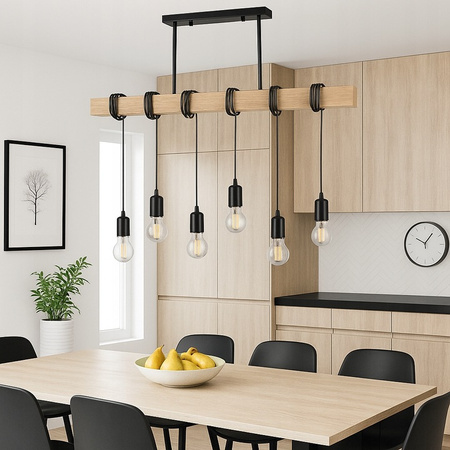 Masterled Deckenleuchte 6x E27 Schwarz Braun Nido Pendelleuchte