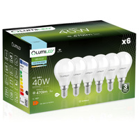 6x LED Lampen E14, Glühbirne P40 5W = 40W 470lm 180° 6500K kalt LUMILED