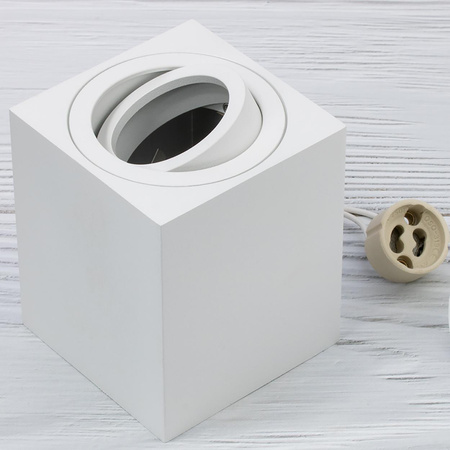 Halogen-Aufbauleuchte GU10, Aufbauspot 84mm beweglich Quadrat Tube Weiß AMAT-M LUMILED