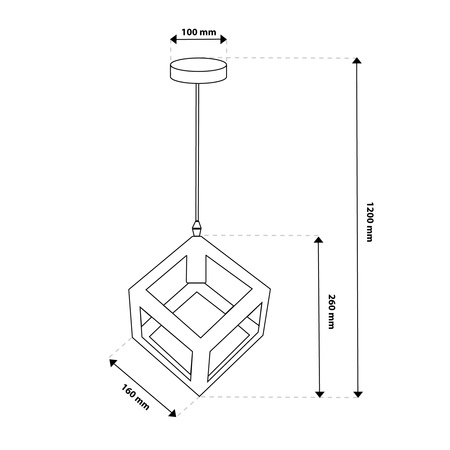 Pendelleuchte mit 1x E27-Sockeln, Hängelampe Geometrisch Quadrat TALUS LUMILED