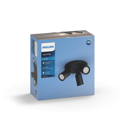 LED PONGEE Deckenleuchte 3x GU10 Reflektor Moving luminaire Schwarz PHILIPS