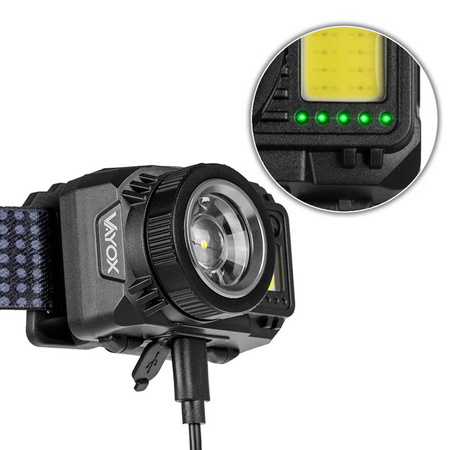Kopf-Taschenlampe XPG3 + COB Zoom Hybrid-Netzteil VA0098 Vayox