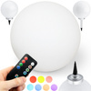 LED-Solar-Gartenleuchte RGB-Einbauleuchte Kugel 30 cm Weiß und Silber + VOLTENO-Fernbedienung