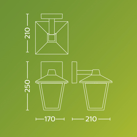 Garten-Wandleuchte Outdoor Laterne E27 IP44 Schwarz Kinno Philips