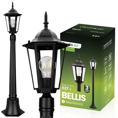 Gartenleuchte E27, Gartenlaterne 1m Schwarz BELLIS LUMILED