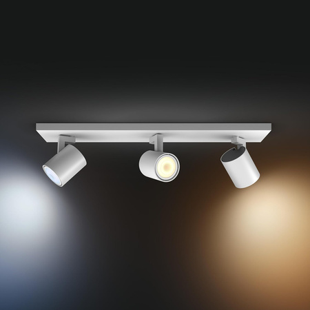 LED Spot Runner Weiß 3x 4.2W CCT PHILIPS HUE Bluetooth Zigbee Deckenleuchte + Dimmschalter