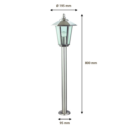 Outdoor LED Gartenlampe JUPITER E27 Mast 80cm Silber Volteno